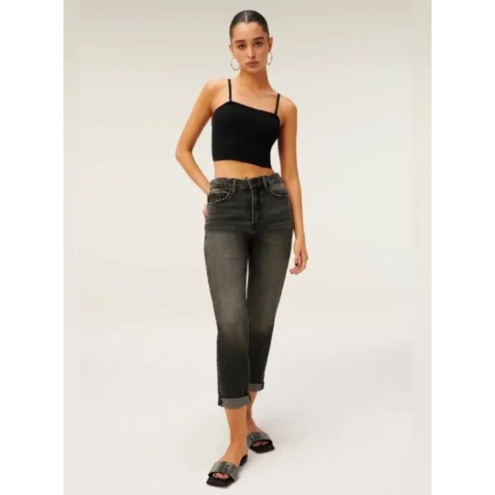 Good American Good Girlfriend High Rise Black Vintage Denim Jeans Size 6/28